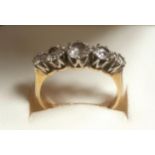 Five-Diamond 18ct Gold & Platinum Ring - size M+0.76