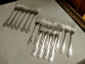 Set of 18 United Cutlers Hallmarked Silver Cutlery Forks - 1248g total weight