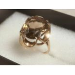 9ct Gold Smoky Quartz Ring - size M
