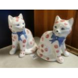 Pair of Rye Pottery Cat Figurines 20 cm High