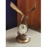 Vintage Brass Spherical Eagle Desk Clock - 21cm High