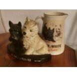 Pair of Black & White Whisky Scotty Dog Collectables - Breweriana Interest