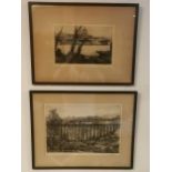 Pair of Well-Framed Etchings inc by local artist Marion Rhodes (1907-1998)