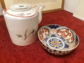 Oriental Teapot + a Vintage Chinese Imari Bowl