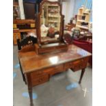 Edwardian Inlaid Wood Dressing Table - 121x60x157cm