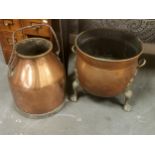 Pair of Vintage Copper Coal Scuttles