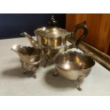 1896 London Silver 3pc Tea Service by London-Maker James Wakely and Frank Clark Wheeler - total weig