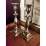 Pair of Early Silver Plated Candlesticks