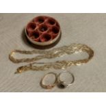 Various Items of 9ct Gold Jewellery, inc a silver ring and hooks (not checked) - verified 9ct weight