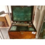 Antique Cased Dressing Table Set (lid to be re-attached)