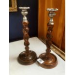 Pair of Barley Twist Antique Candlesticks