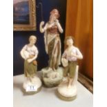 Trio of Royal Dux Porcelain Classical Farming Figures