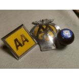 Pair of AA Badges + a Morris Gearknob - Automobilia Interest