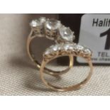 Pair of 9ct Gold & White Stones Dress Rings - sizes O & P