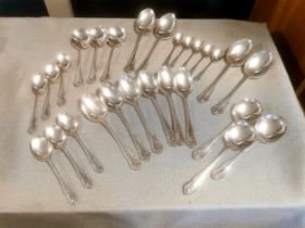 Collection of Hallmarked Silver United Cutlers Cutlery Spoons Set - total approx weight 1600g