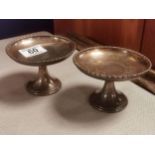 Pair of 1925 Birmingham Hallmarked Silver Pedestal Dishes