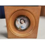 Light Wood-Framed Early Portrait Miniature of a Young Girl - signed Canova