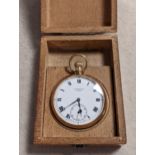 JW Benson of London 9ct Gold Pocketwatch w/Mauchline Ware Box - 74g