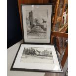 Pair of Charcoal Sketches of of Calais and Rome by local Todmorden Artist, Michael Holt