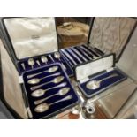 Collection of Four Cased Hallmarked Silver Cutlery Sets - combined weight 335g