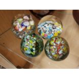 Collection of Four Millefiori Italian Glass Paperweights