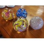 Set of Four Glass Paperweight Globes