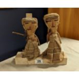 Pair of Early South American Tribal Dolls - 24cm high inc base