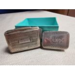 Pair of 1824 and 1840 Sterling Silver Antique Snuff Boxes