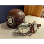 1950's Trackstar Avia Kit Motorcycling Helmet and Goggles with BMW Decal - ACU Pattern - Helmet Meas