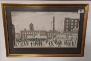 LS Lowry Industrial Street Scene Print W 1928 Signature 61x41cm Inc Frame LS Lowry Industrial Street Scene Print W 1928 Signature 61x41cm Inc Frame