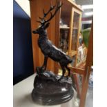 Large Bronze Figure of a Stag Deer signed by J Moigniez (1835-1894) - 73cm high