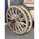 Pair of Retro Horse & Cart Carriage Cartwheels - 94cm diameter