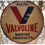 Original Circular Valvoline Double Sided Advertising sign, enamelled to metal, approx 76cm in diamet