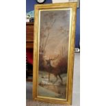 Large Antique Gilt Framed Oil of a Deer signed by AS Perkins
