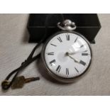 Hallmarked Silver Paired Cased Pocketwatch - 1856 London - re J Bond 1817 - 127g weight