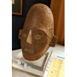 Pre-Columbian and Pre-Classic Funeral Death Mask, circa 200BC to 200AD, 22cm high, found in Western