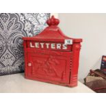 Retro Cast Iron Red Letters Letterbox - 42x36x15cm