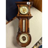 Hamburg American Clock Company HAC Oak Wall Clock Barometer - marked 337G - 52cm