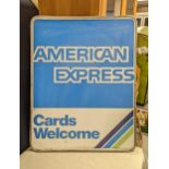 Vintage Metallic American Express Advertising Sign - 65x50cm