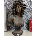 Vintage Theatre Prop Female Bust of Bacchante - 66cm high