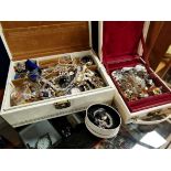 Two Small Boxes of Jewellery, mostly + some silver-plate