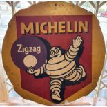 Original Circular Michelin ZigZag Advertising sign, to softboard approx 76cm in diameter - Automobil