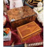Good Quality Edwardian Walnut Writing Box + an Inlaid Wood Jewellery Box