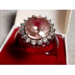 9ct White Gold & Pink Morganite Dress Ring, size R