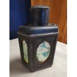 Antique Chinese Pewter & Glass Panelled Tea Caddy