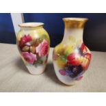 Pair of late 19th Century Royal Worcester Floral and Fruits Vases, one signed by Kitty Blake - 11 an