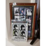 The Beatles Decorative Tin Sign and 1990's Framed Beatles Collection Card Set