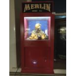 Merlin Knows All' Automaton Fortune Teller Puppet Old Penny Slot Machine - plugs in and in working o