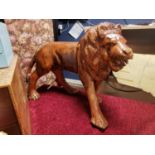 Large Carved Wooden Lion - very heavy, 50cm high