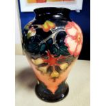 1993 Moorcroft Floral Vase w/WM signature to base - 16cm high
